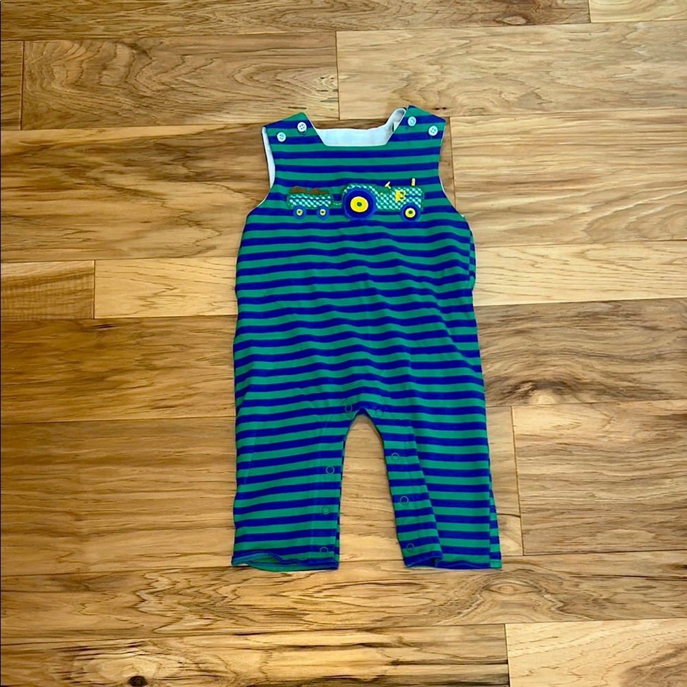 Striped Blue and Green Kids Overalls